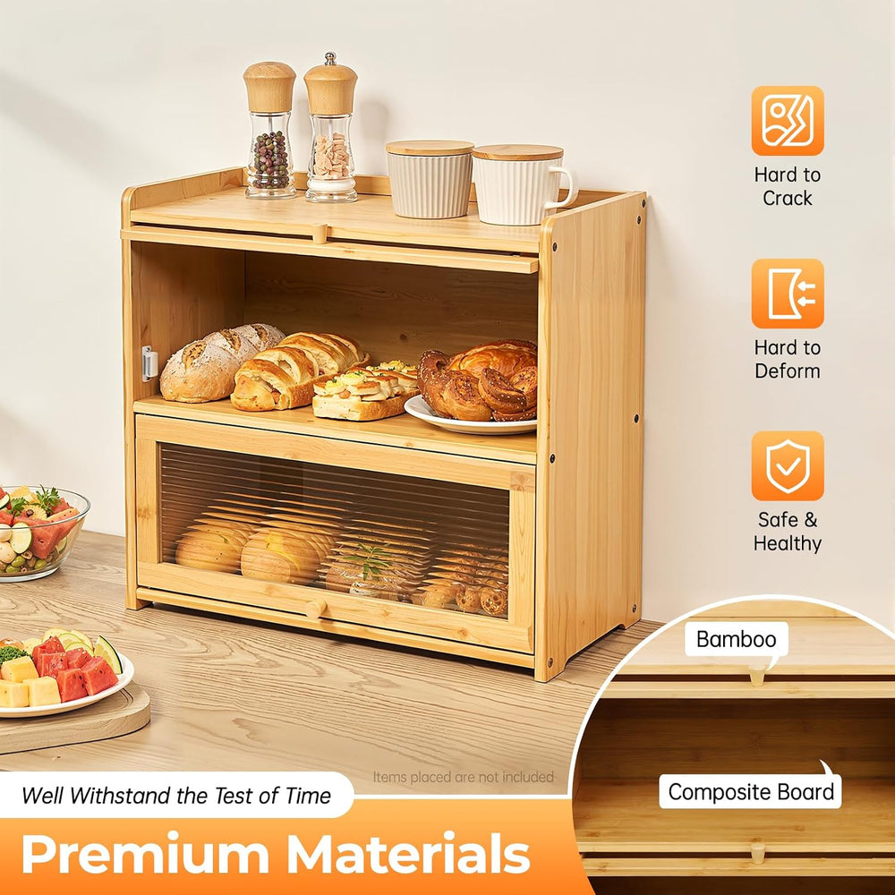 Countertop Kitchen Pantry Cabinet, 20.5x9.8x19.7in Dual-Layer Storage Cabinet...