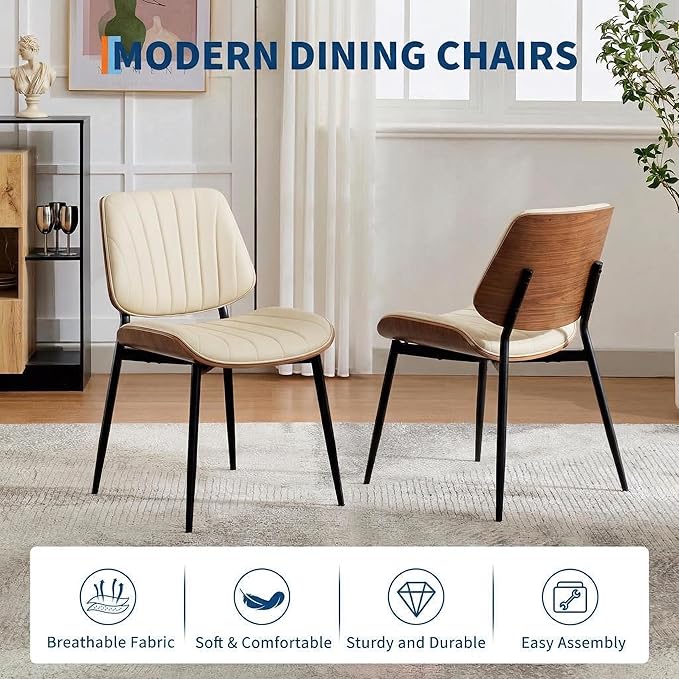 Garvee Dining Chairs Set of 6, Mid-Century Modern Upholstered Retro PU Leathe...