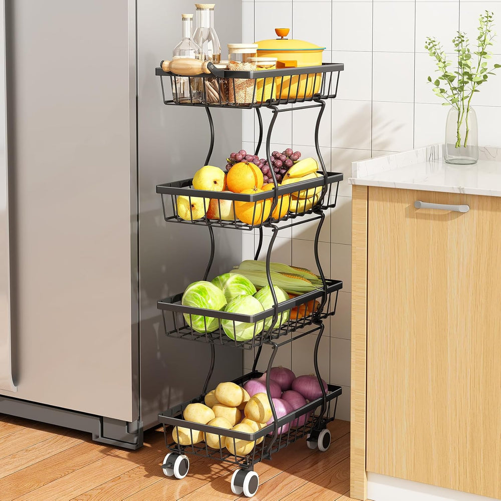 SAYZH Fruit Basket Kitchen Pantry Organizers and Storage - 4 Tier Stackable M...