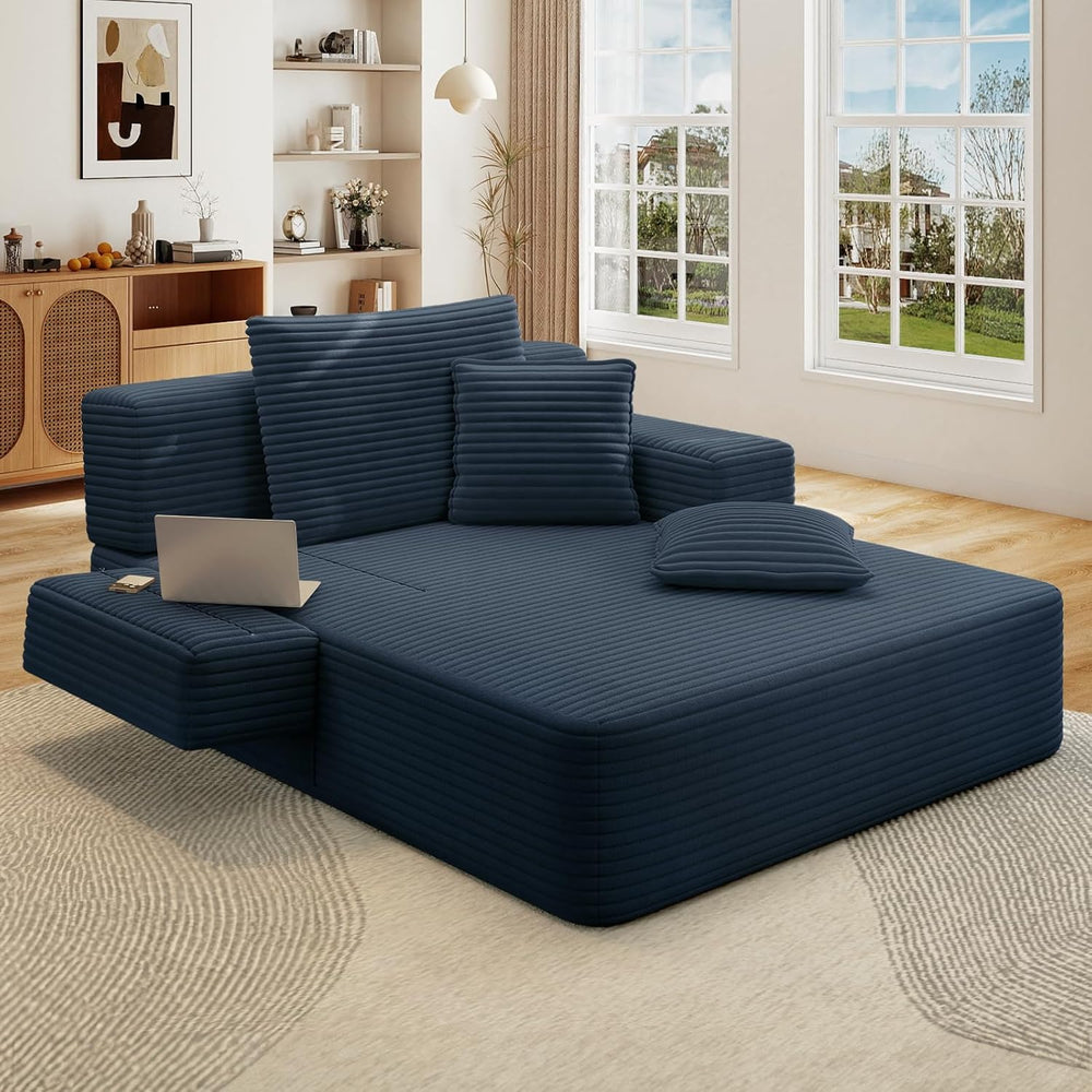 Chaise Lounge Chair Indoor, 60" Oversized Sleeper Couches W/Foldable Arm...