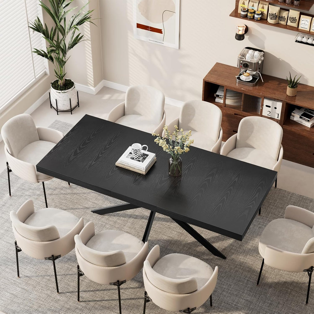 Extendable Dining Room Table for 4 6 8,55"-70" Kitchen Table Leaf,B...