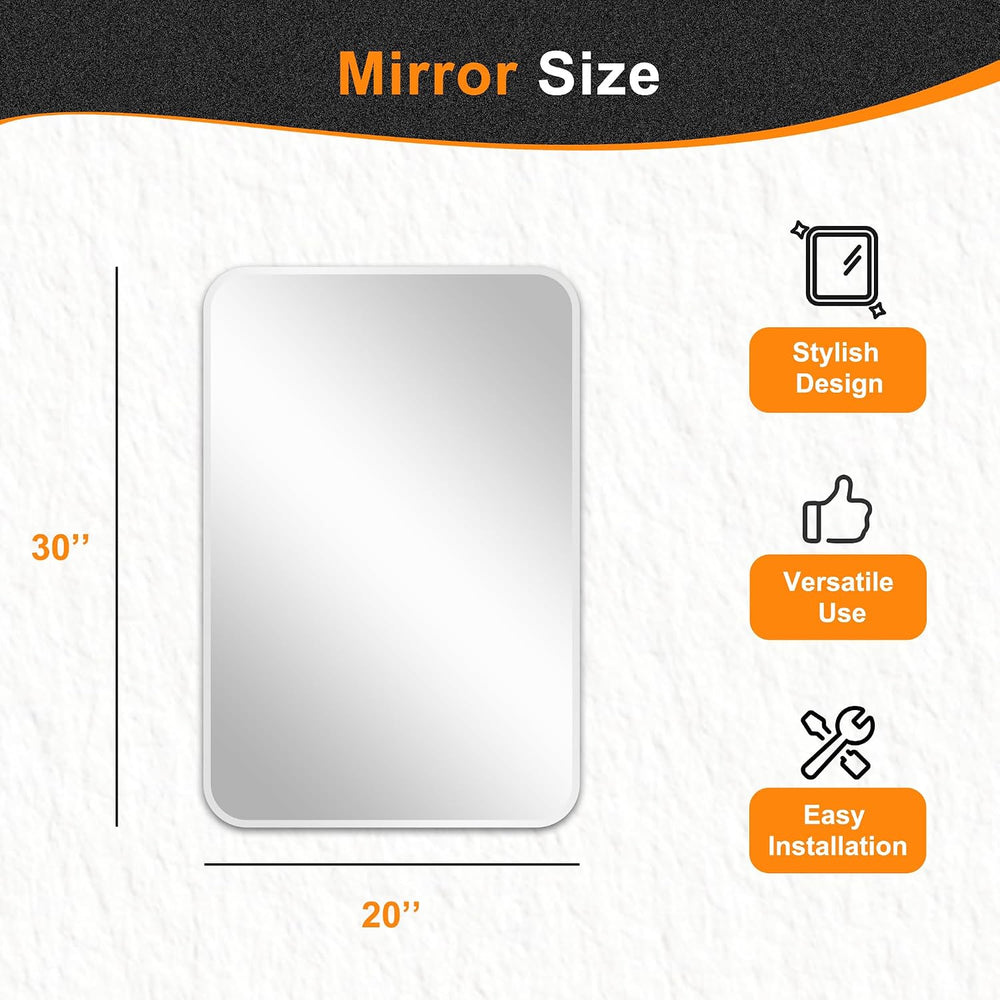 Delma Bathroom Vanity Mirror, Silver Framed Mirror for Over Sink, 30x20