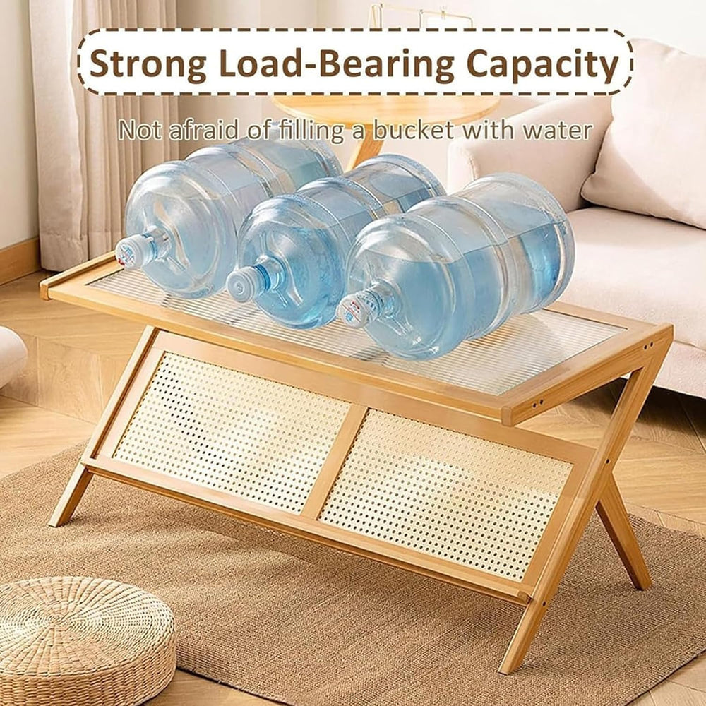 Z Shaped End Table, Wooden Coffee Tables with Storage,Boho Wooden End Table,S...