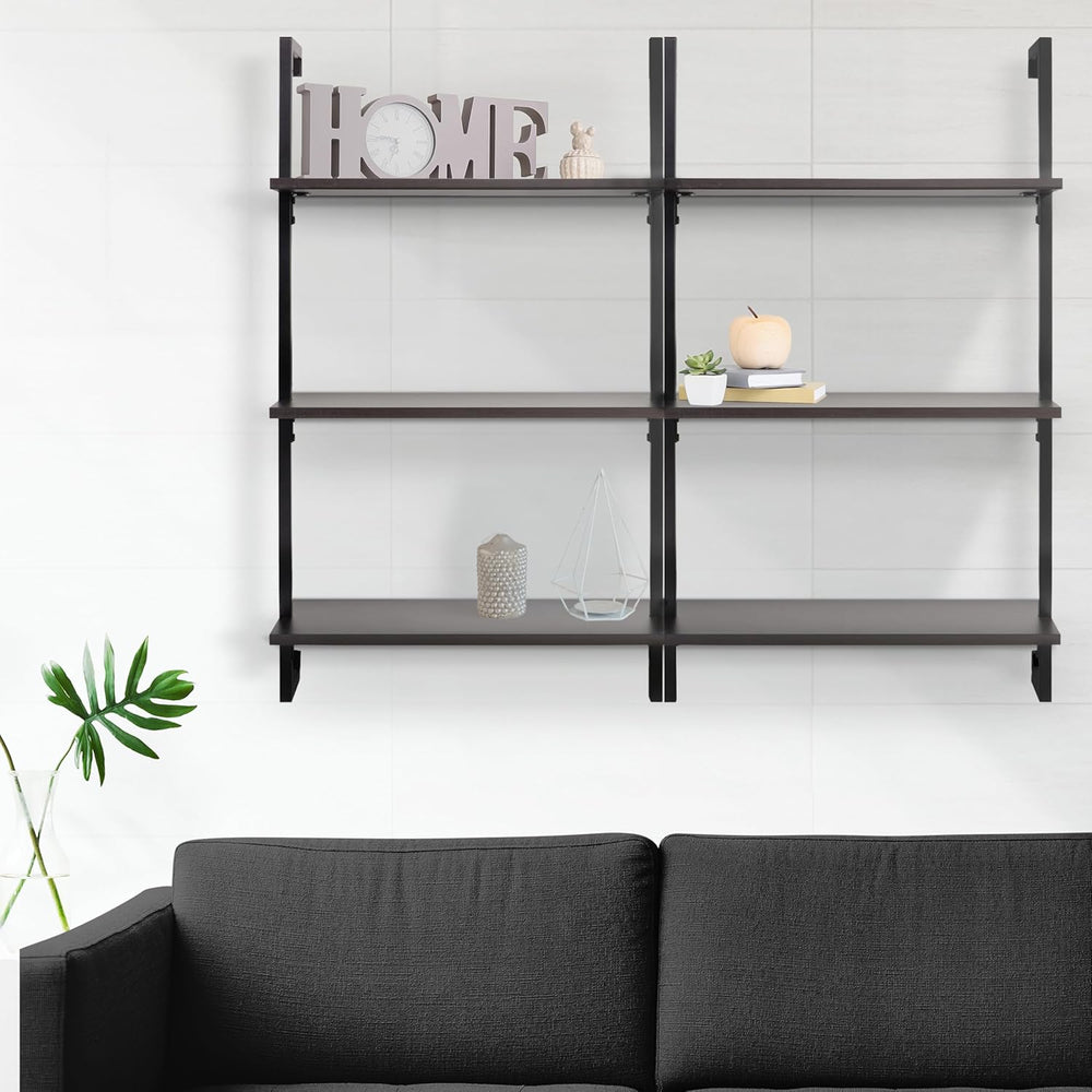 happimess MSH1000C Madera 40.55" Classic Industrial 3-Shelf Wood Wall-Mo...