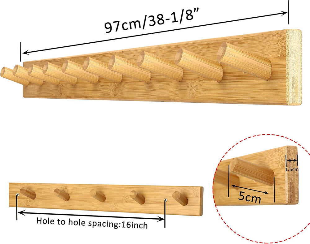 WEBI Coat Rack Wall Mounted,10 Hooks,38" Long Coat Hanger Wall Mount,Peg...