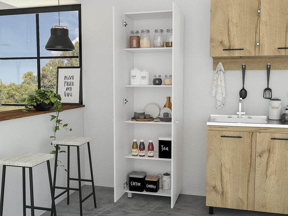 Pensacola Double Door Pantry Cabinet: 78" High Storage with 5 Shelves - ...