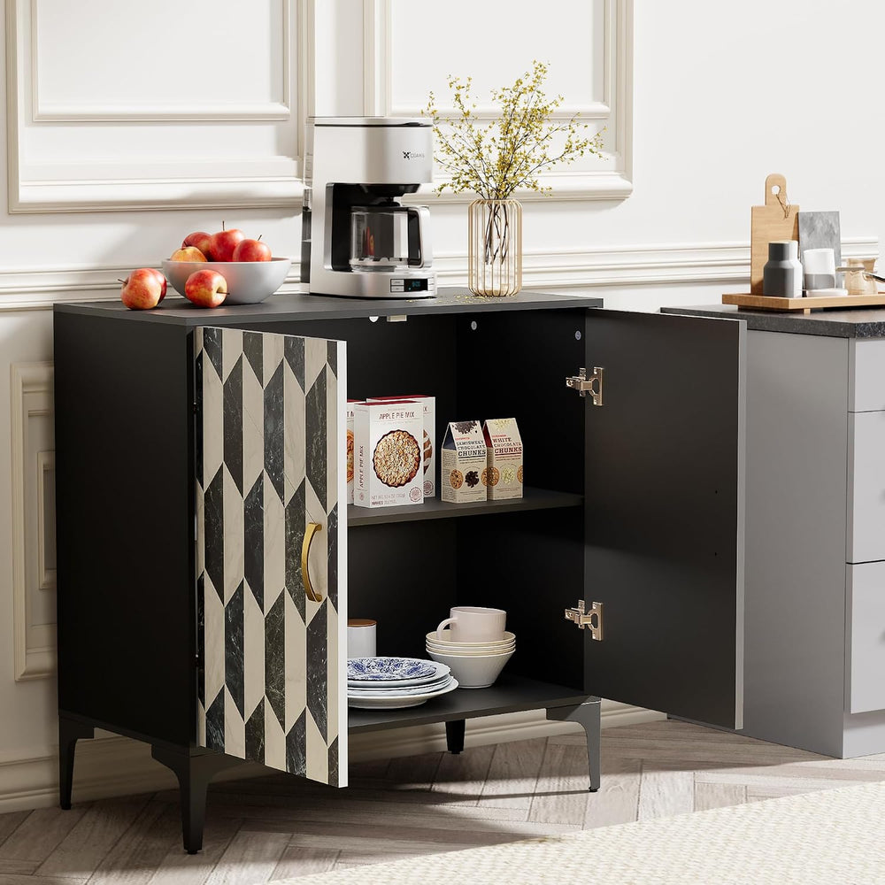 Anbuy Faux Marble Doors Sideboard Buffet Cabinbet with Storage Dining Room Bu...