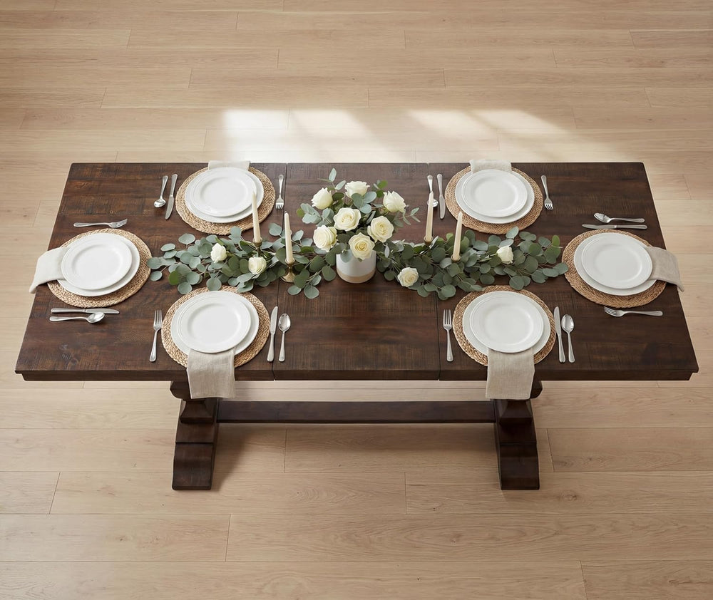 WAMPAT 74.8-inch Long Vintage Farmhouse Dining Table for 6-8 People,Sturdy Wo...