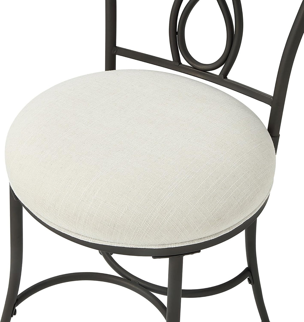 Bronze Decorative‑Back Iron Upholstered Vanity Stool