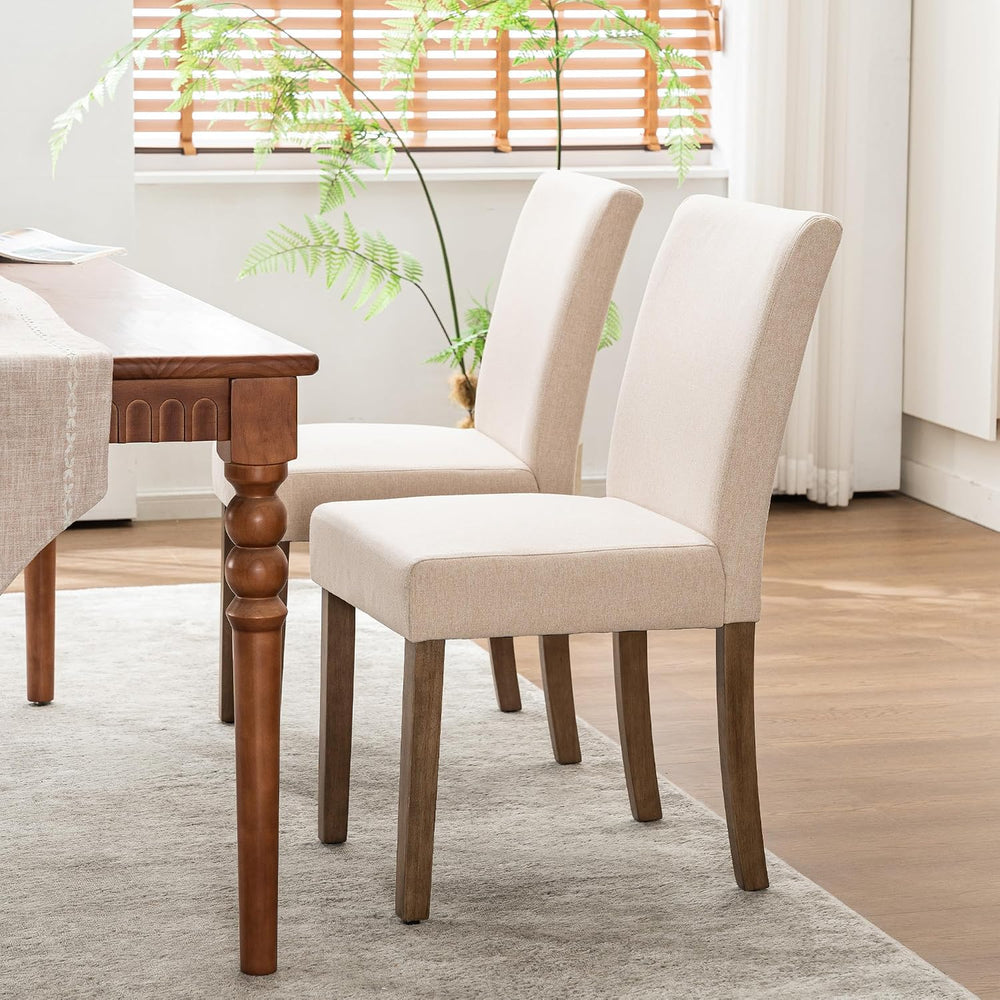 Rowill Modern Upholstered Dining Chairs Set of 2, Linen Fabric Side Dining Ro...