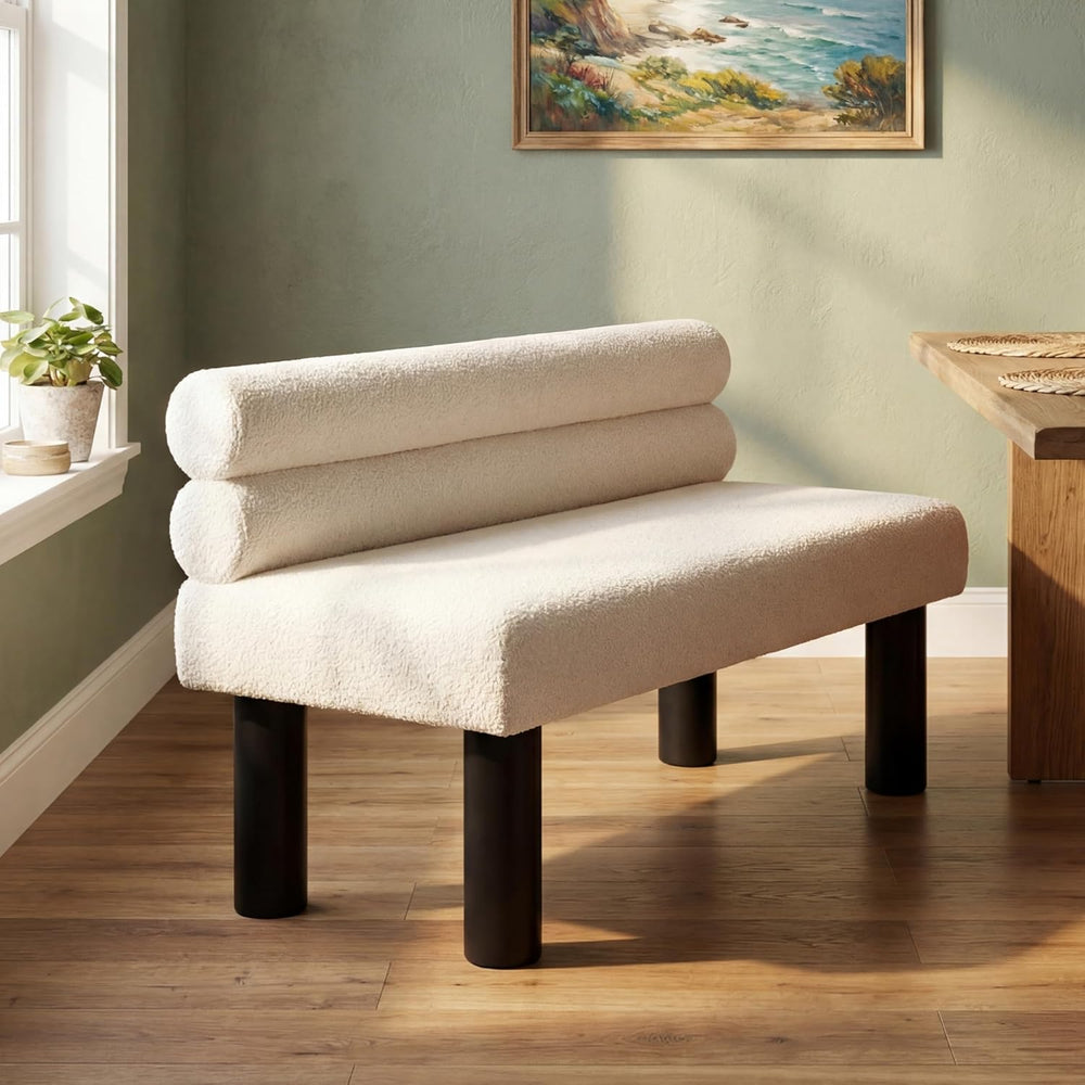 Polibi 51.77-Inch Long Dining Bench with Sponge-Filled Seat & Rubberwood ...