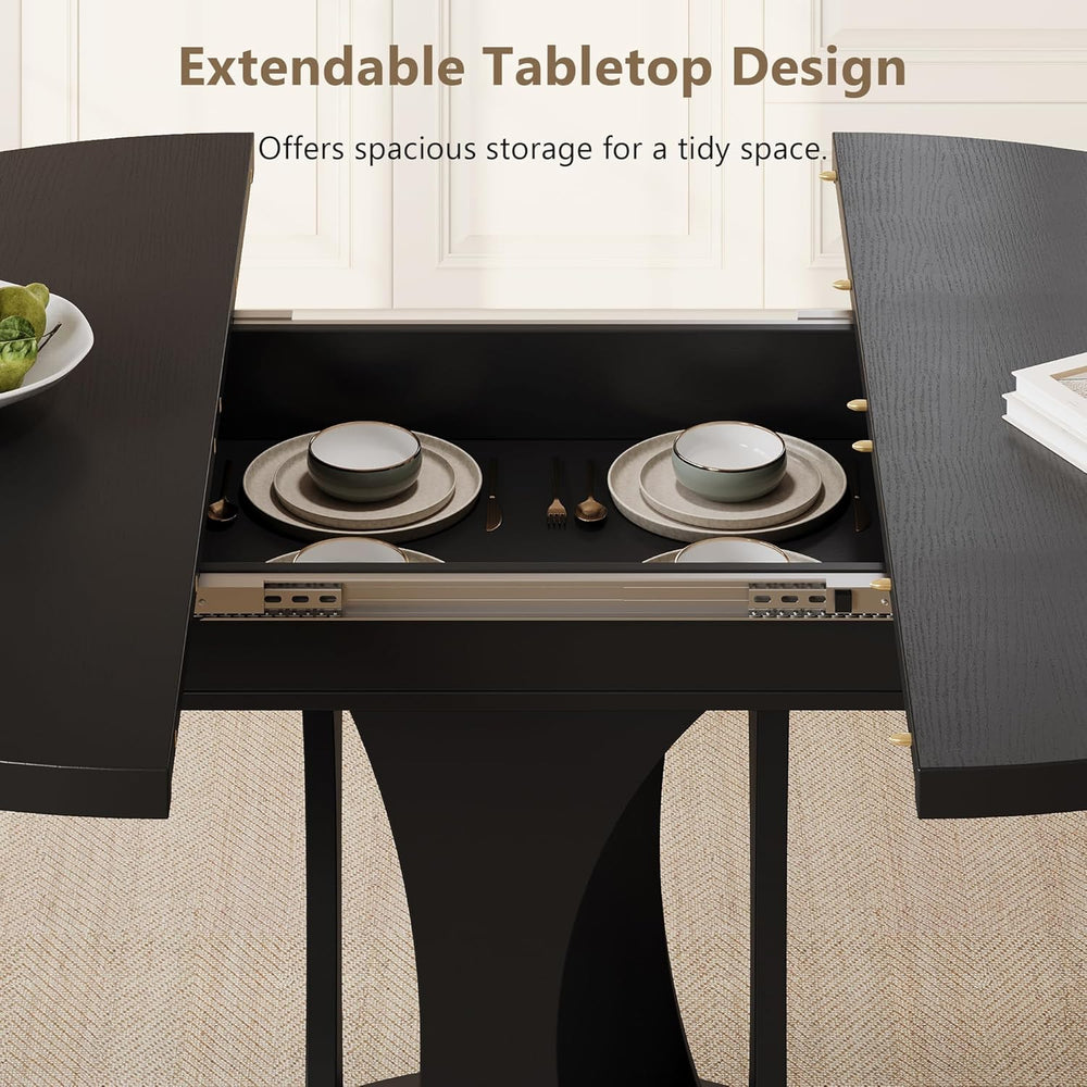 Einhomn 59" Extendable Round Dining Table for 6-8, Kitchen Table with St...