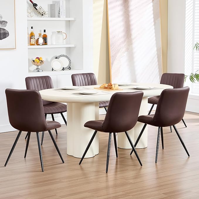 Dining Chairs Set of 2, Modern Dining Chairs with Thick Cushions, PU Leather ...