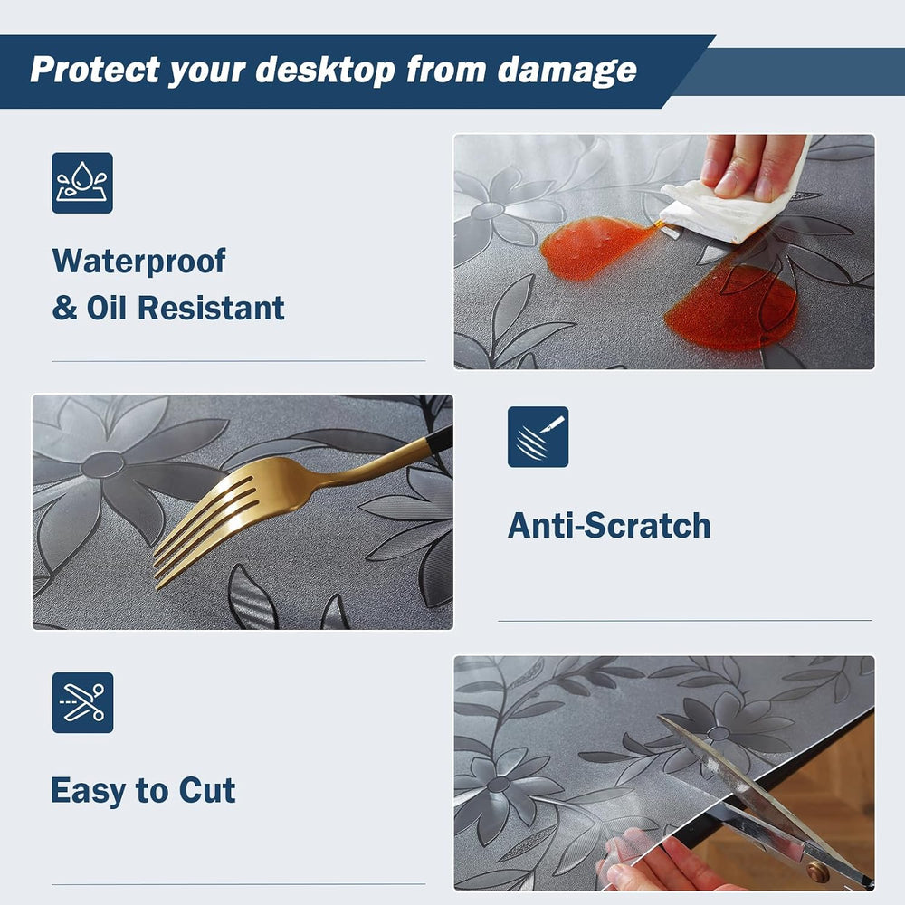 Floral Table Protector 40" x 78", 1.5mm Thick Vinyl Desk Mat