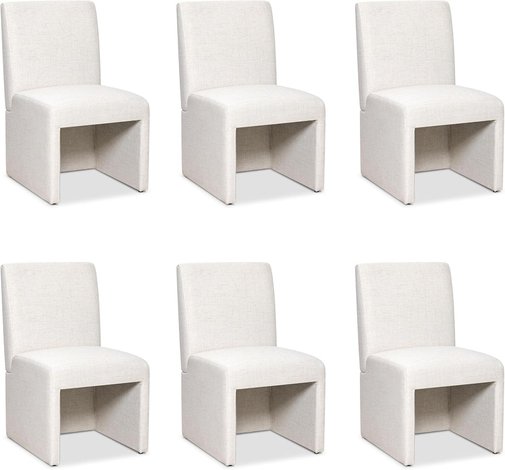 RNKSFX Beige Upholstered Dining Chairs Set of 6, Kitchen & Dining Room Ch...