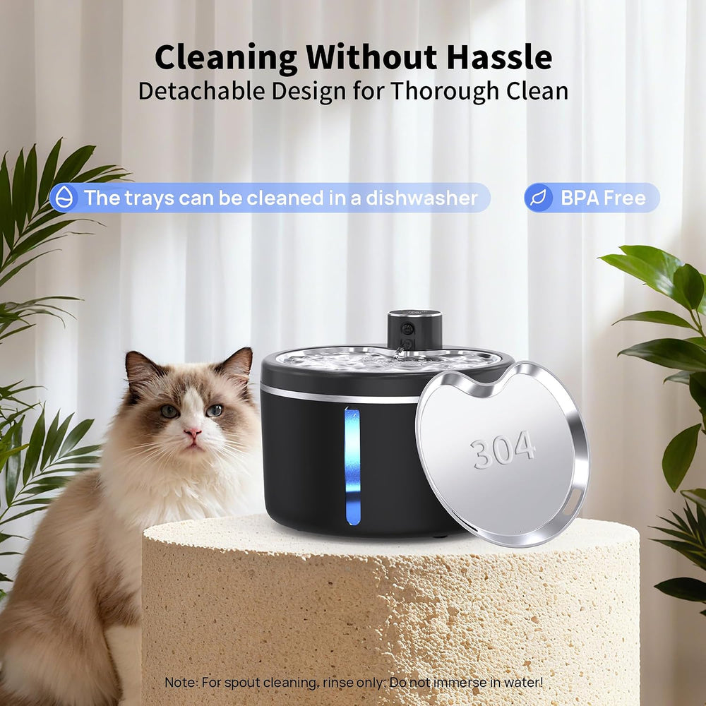 Cat Water Fountain Cordless, 108oz/3L Pet Fountains for Cats Indoor with Stai...