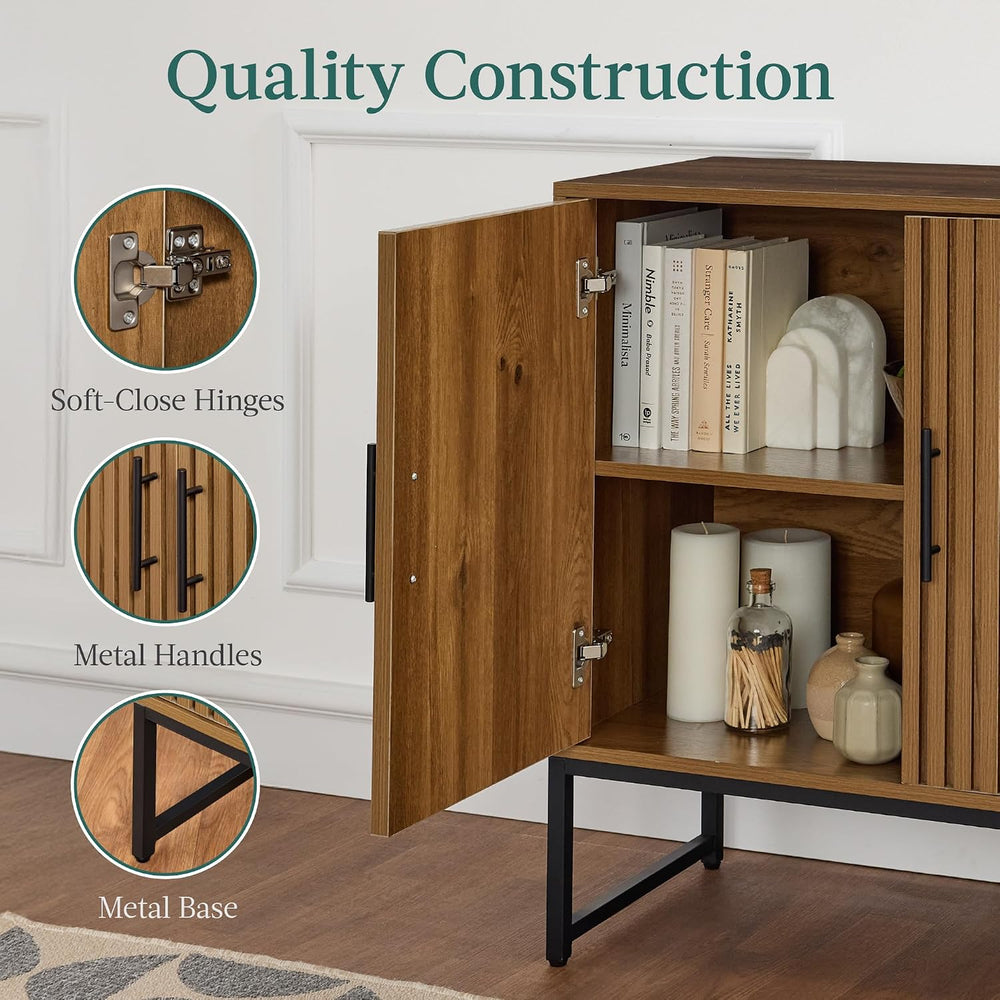 Best Choice Products Slatted Sideboard Buffet Cabinet, Entryway Table, Accent...