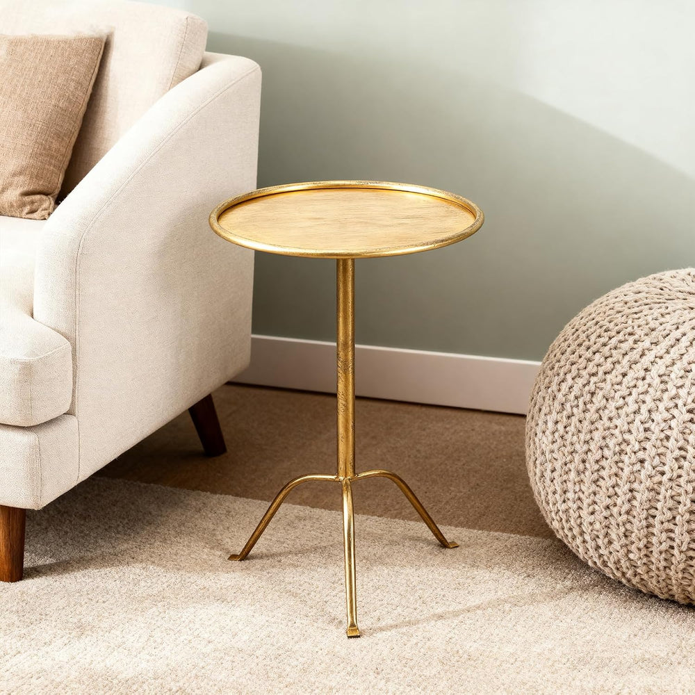 SHOHAYTO 2 Pcs Small Bronze Pedestal Side Table – 21.25" Tall Metal Mart...