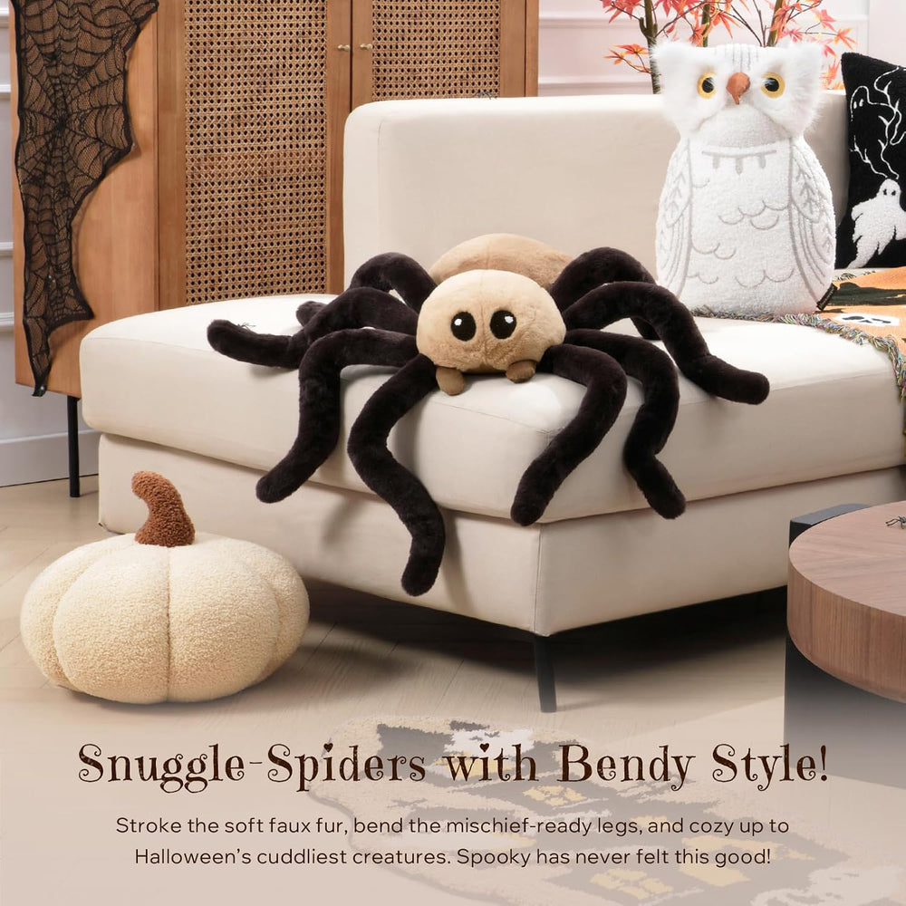 Phantoscope Halloween Spider Shaped Throw Pillow, Faux Fur Fluffy Tarantula D...