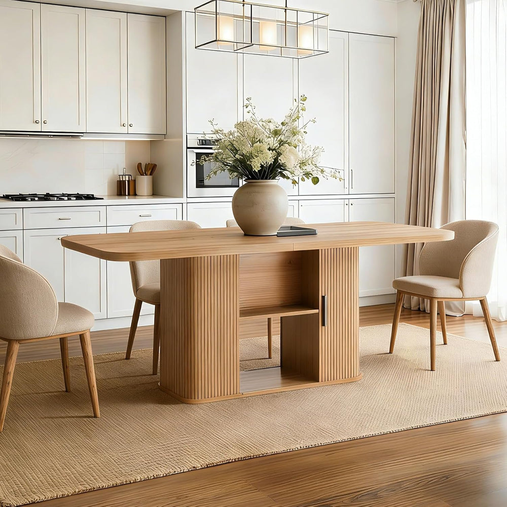 SUNCOZE 70.9" Oval Dining Table for 4-6 People, Large Farmhouse Kitchen ...
