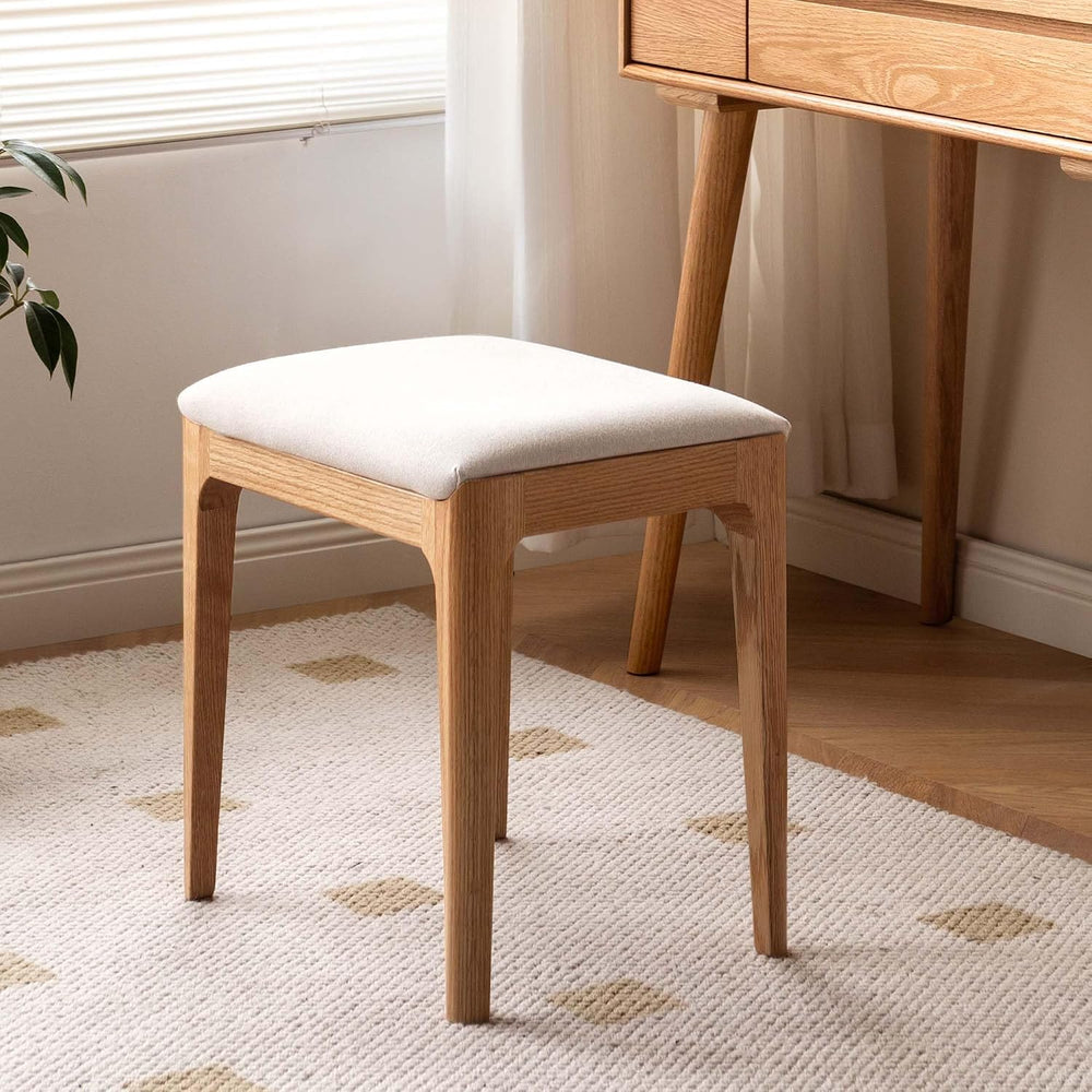 YESWOOD Solid Wood Small Vanity Stool Chair, High-Rebound Sponge Seat, Easy A...