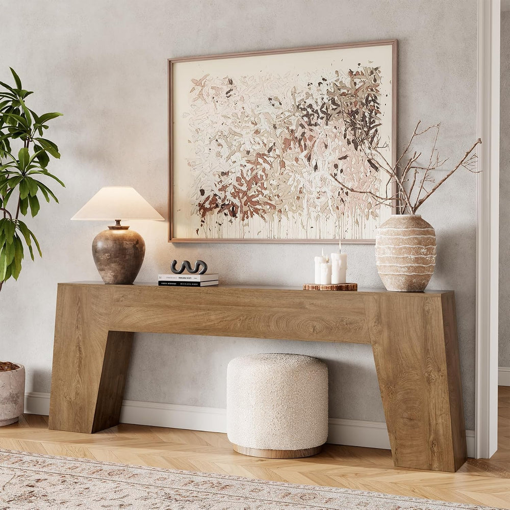 Epecoya 78-Inch Extra Long Sofa Console Table, Natural Oak Brown | Large Farm...