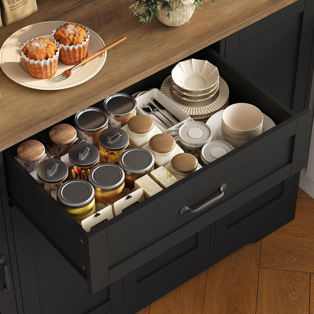 HITHOS 70" LED Kitchen Pantry Cabinet with Charging Station, 47" Wi...
