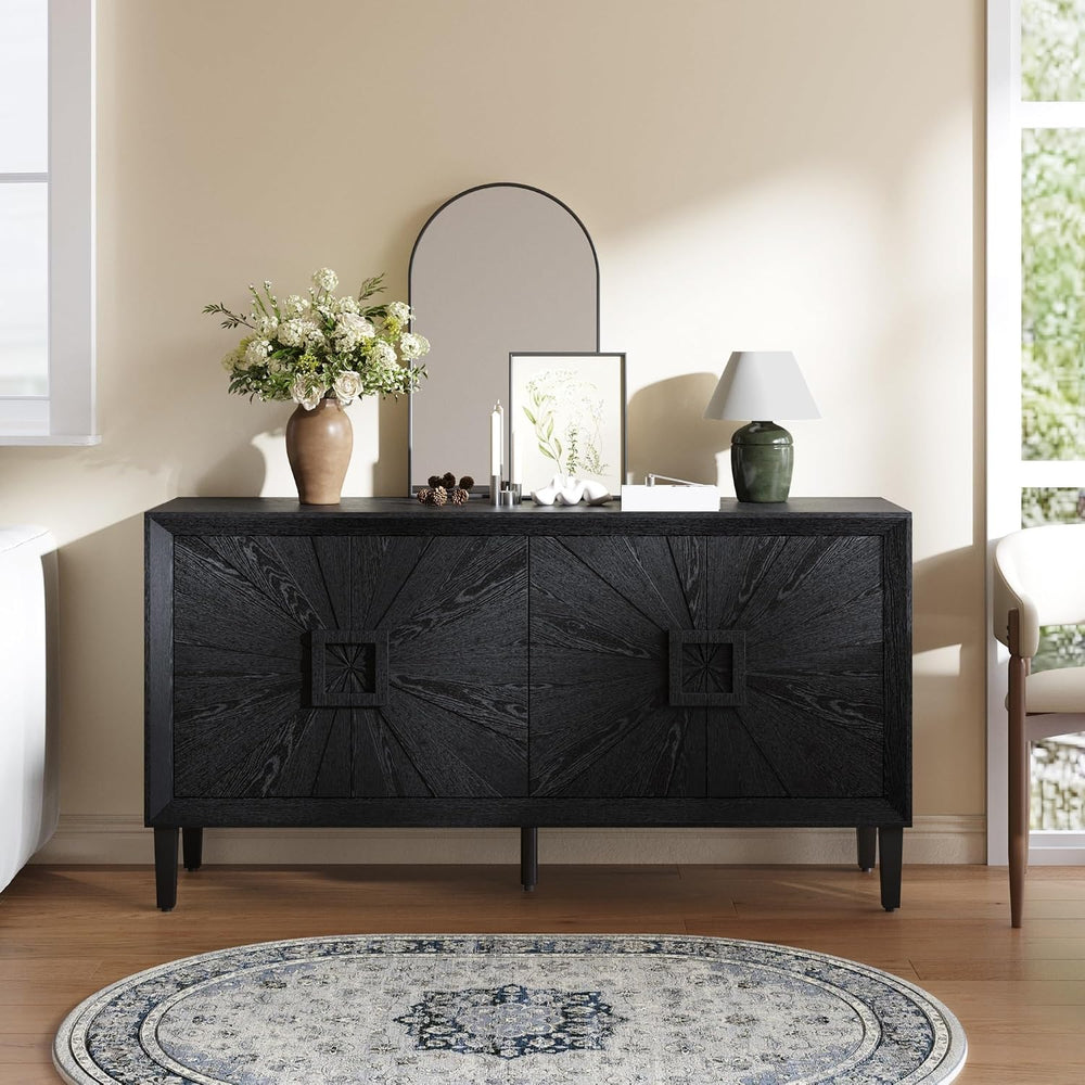 Farmhouse Storage Cabinet, Heavy-Duty TV Stand with Adjustable Shelves, Pantr...