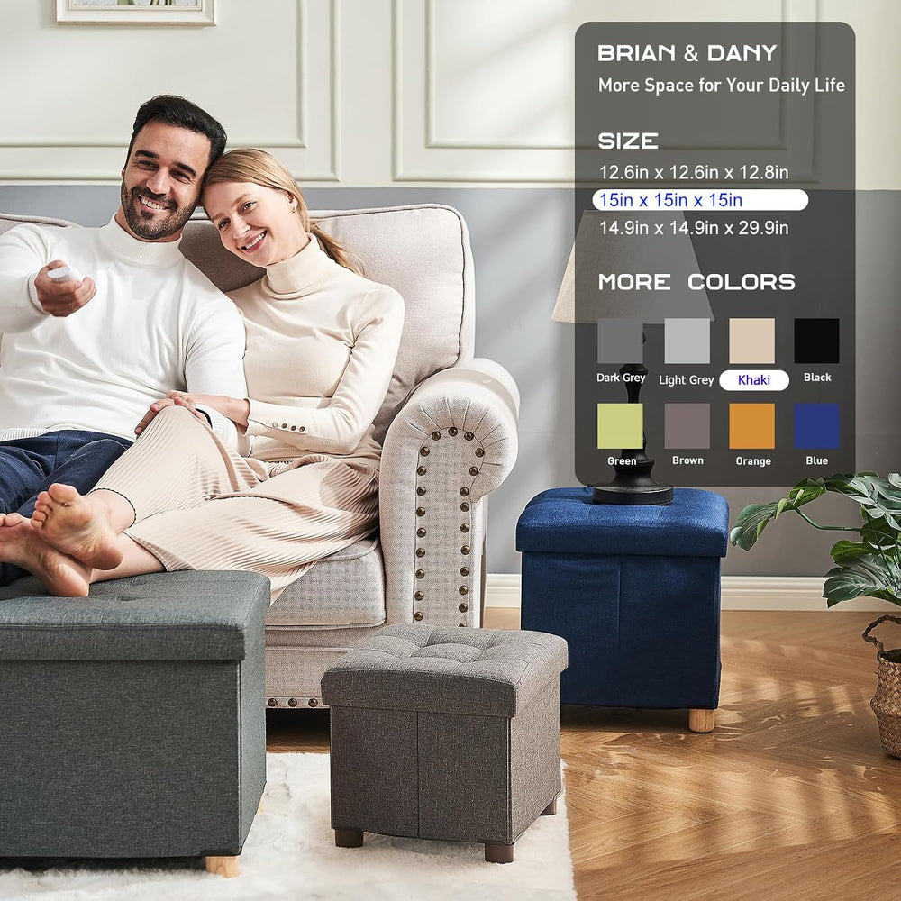 BRIAN & DANY Ottoman with Storage, Small Storage Ottoman for Dorm, Linen ...