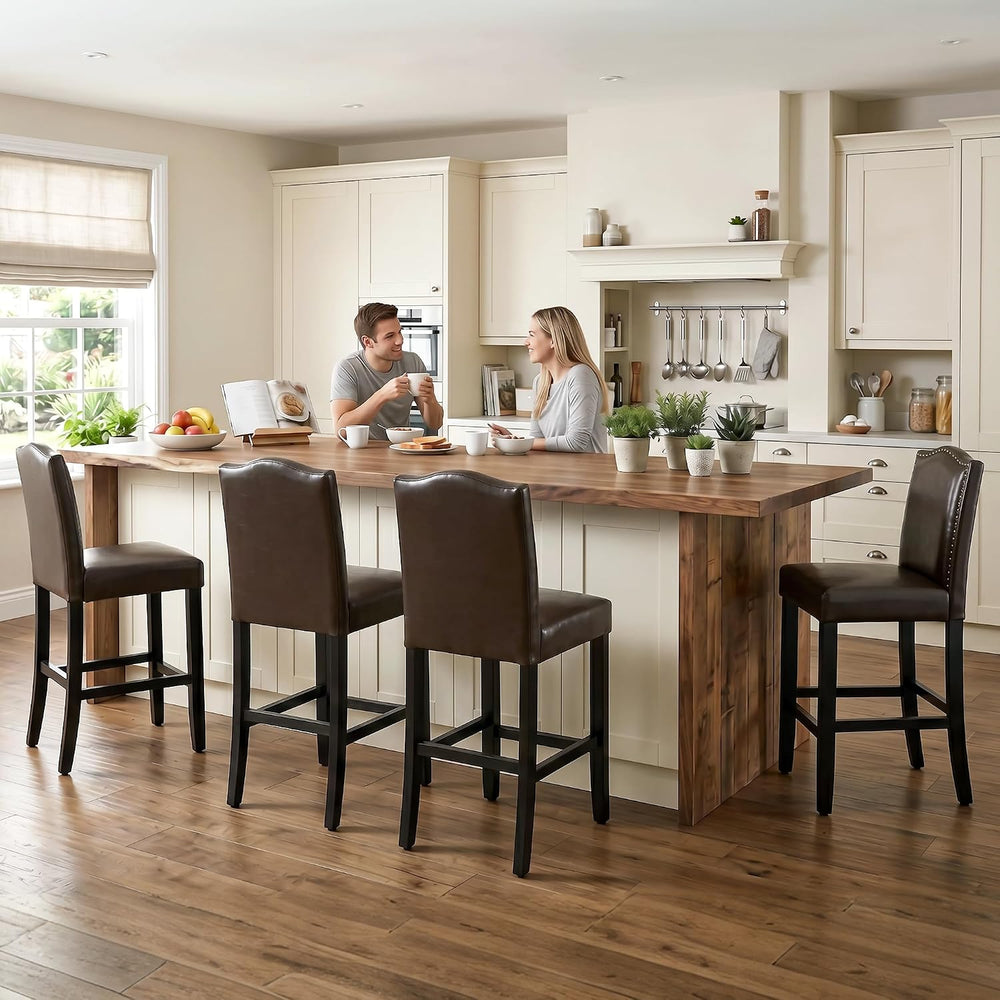 LSSPAID Counter Height Bar Stools Set of 2, 24.8 Inch Pu Upholstered Barstool...