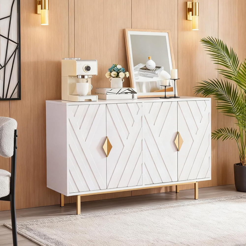 Sideboard Buffet Cabinets with Storage, Accent Storage Cabinets with Fluted D...