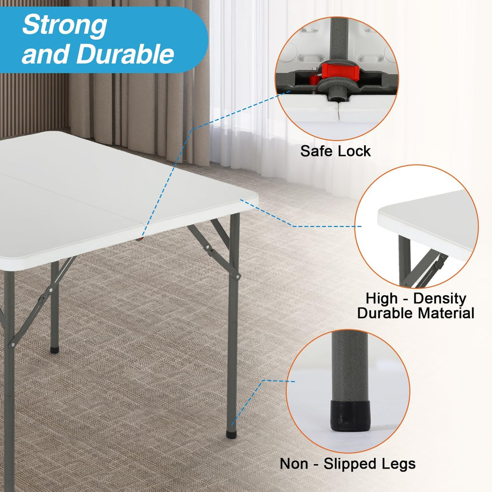 FDW | 34" Folding Table | White | Portable Plastic Table