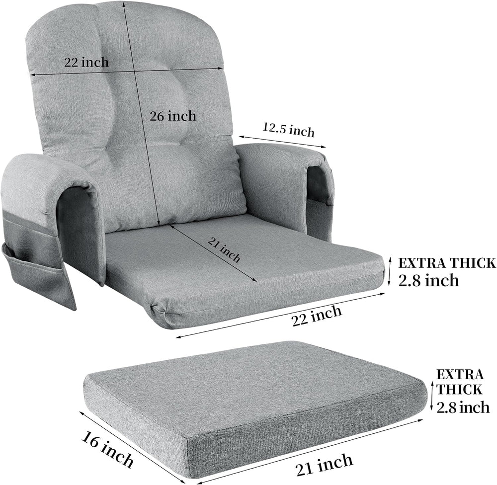 HOMBYS Glider Rocker Replacement Cushions with Storage Side Pocket,Linen-Like...