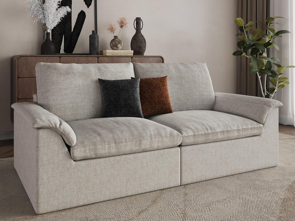 EASE MOOSE Couches for Living Room, Modular Loveseat Sofa, Beige | No Assembl...