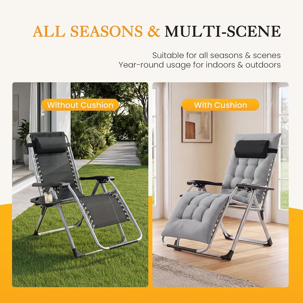 NEWBULIG Zero Gravity Chair, Folding Patio Recliner with Cup Holder Trays