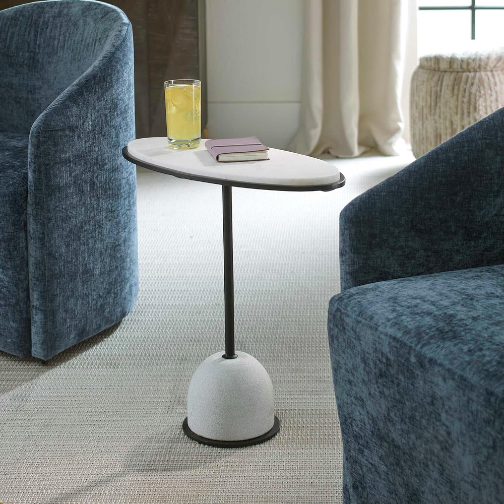 Morro Oval Side Table, White Marble