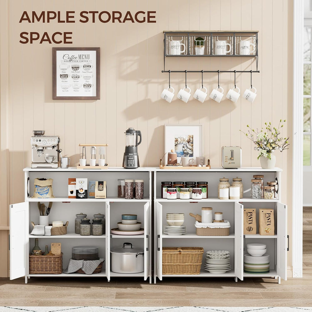 Farmhouse Coffee Bar Cabinet, Kitchen Storage Cabinet, White