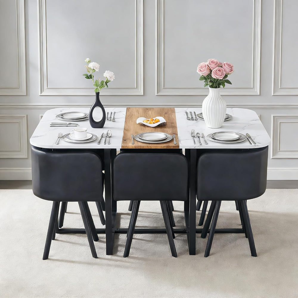 7-Piece Dining Table Set for 6,Modern Dining Table Set for 6 with Cushioned C...