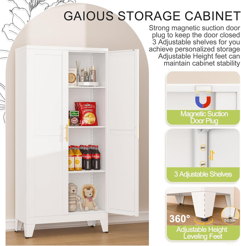 GAIOUS Metal Pantry Cabinet, Kitchen Pantry Storage Cabinets with 2 Door | an...