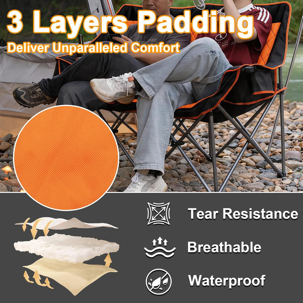 Romswi Double Camping Chair,2 Person Camping Chair Oversized Folding Loveseat...