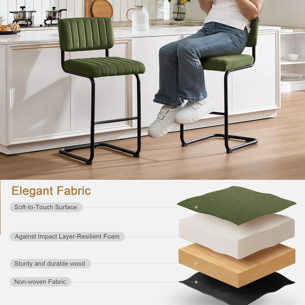 Flouki 24.6 Inches Bar Stools Set of 2, Cantilever Counter Height Barstools, ...