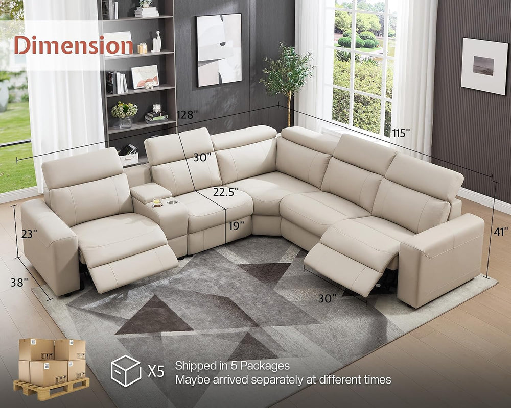 Power Reclining Sectional, Sectional Recliner, Leather Reclining Sectional | ...