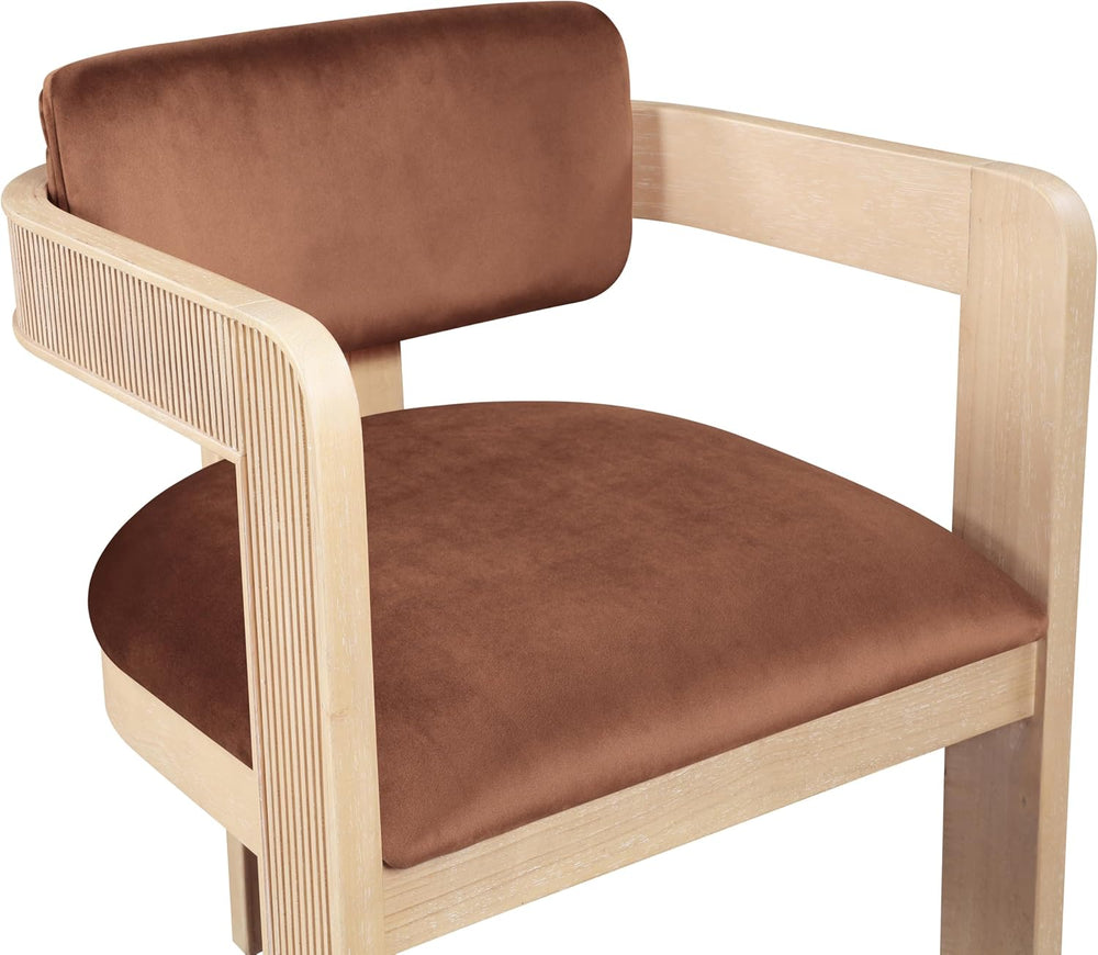 Meridian Furniture Sacha Velvet/Rubberwood Dining Chair, Cognac, Set of 2