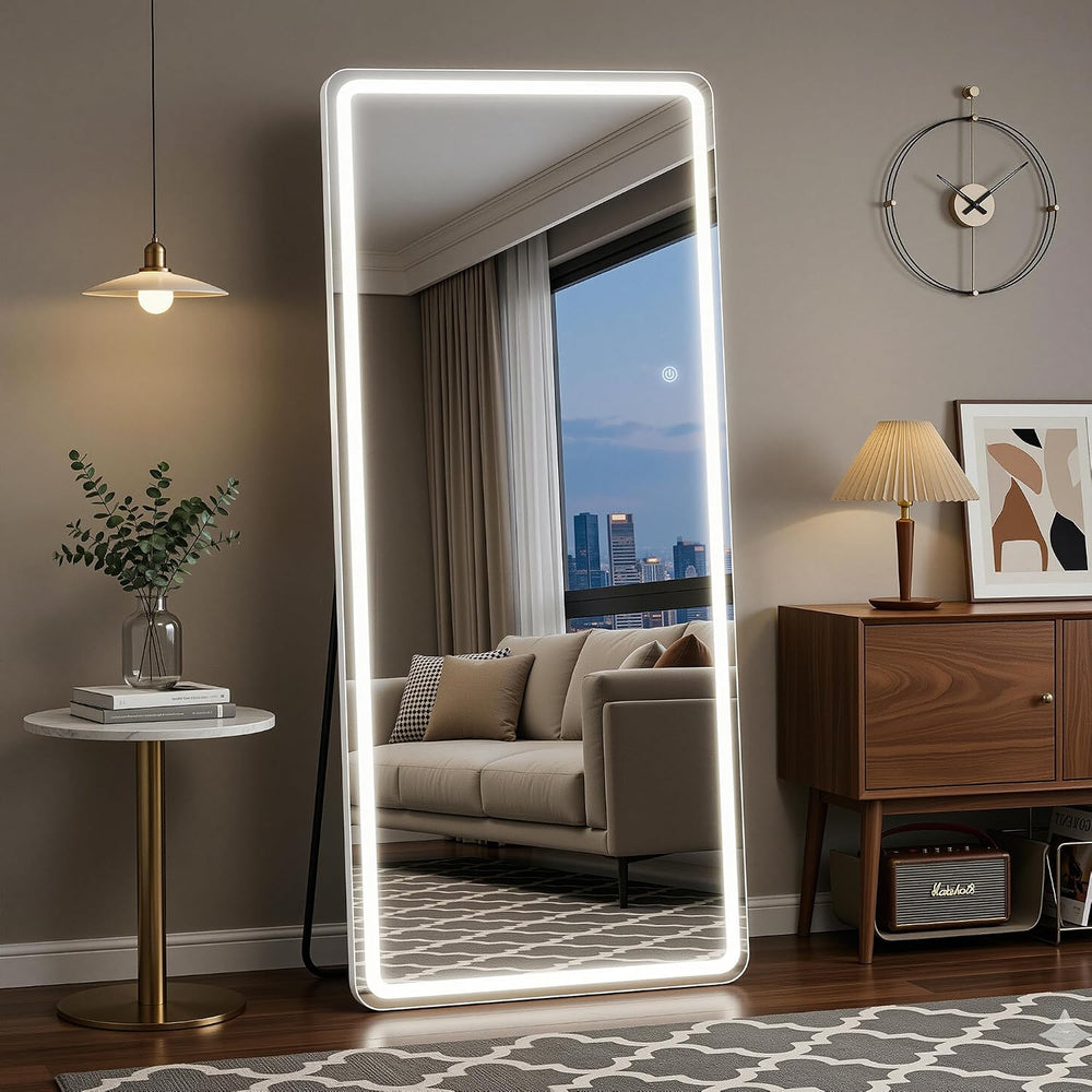76"x34" Full Length Mirror with LED Lights, Dimmable Lighted Floor ...