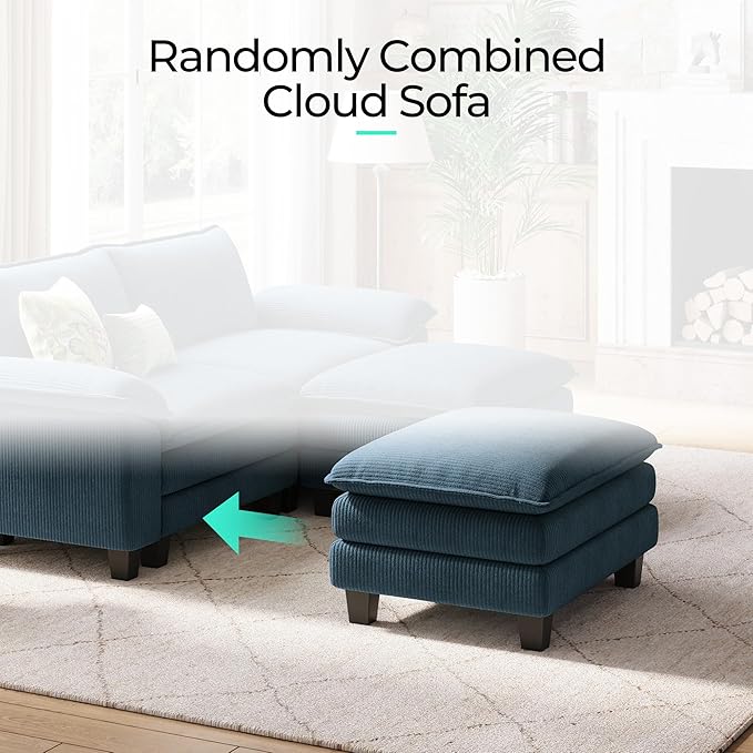 LINSY HOME Modular Sectional Sofa - Oversized Corduroy Cloud Couch with Movab...