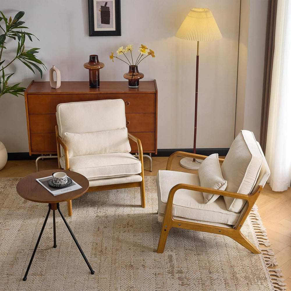 VINGLI Chenille Mid-Century Modern Accent Chair Set of 2, Cute Reading Arm Ch...