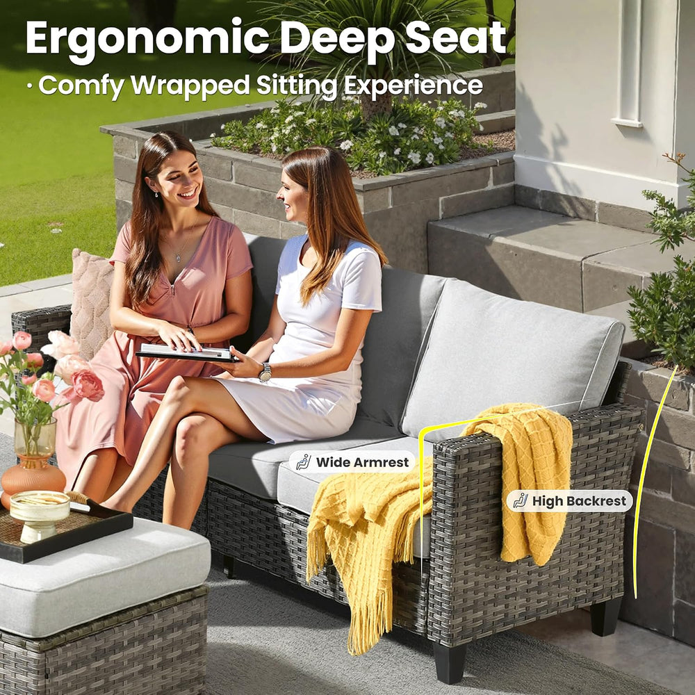 ovios 10 Pieces Patio Furniture Set, Outdoor Wicker Sofa Couch with Swivel Ch...