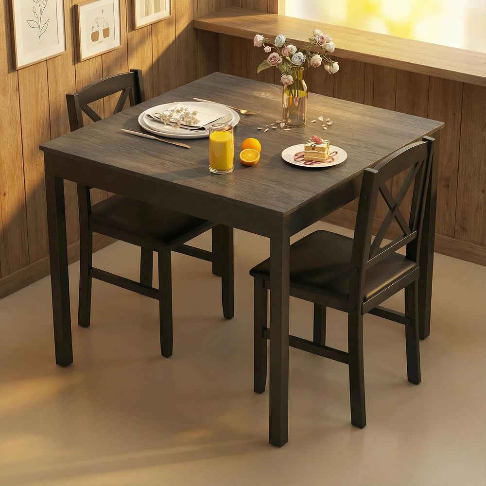 Tangkula Mid-Century Modern Dining Table Set for 2, Wooden Kitchen Table &...