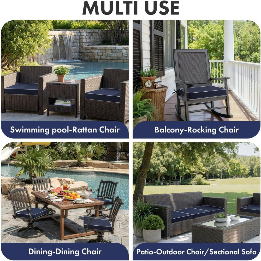 MIULEE Navy Outdoor Chair Cushions 2 Pack, 22x22x3 Inch Waterproof Cushions