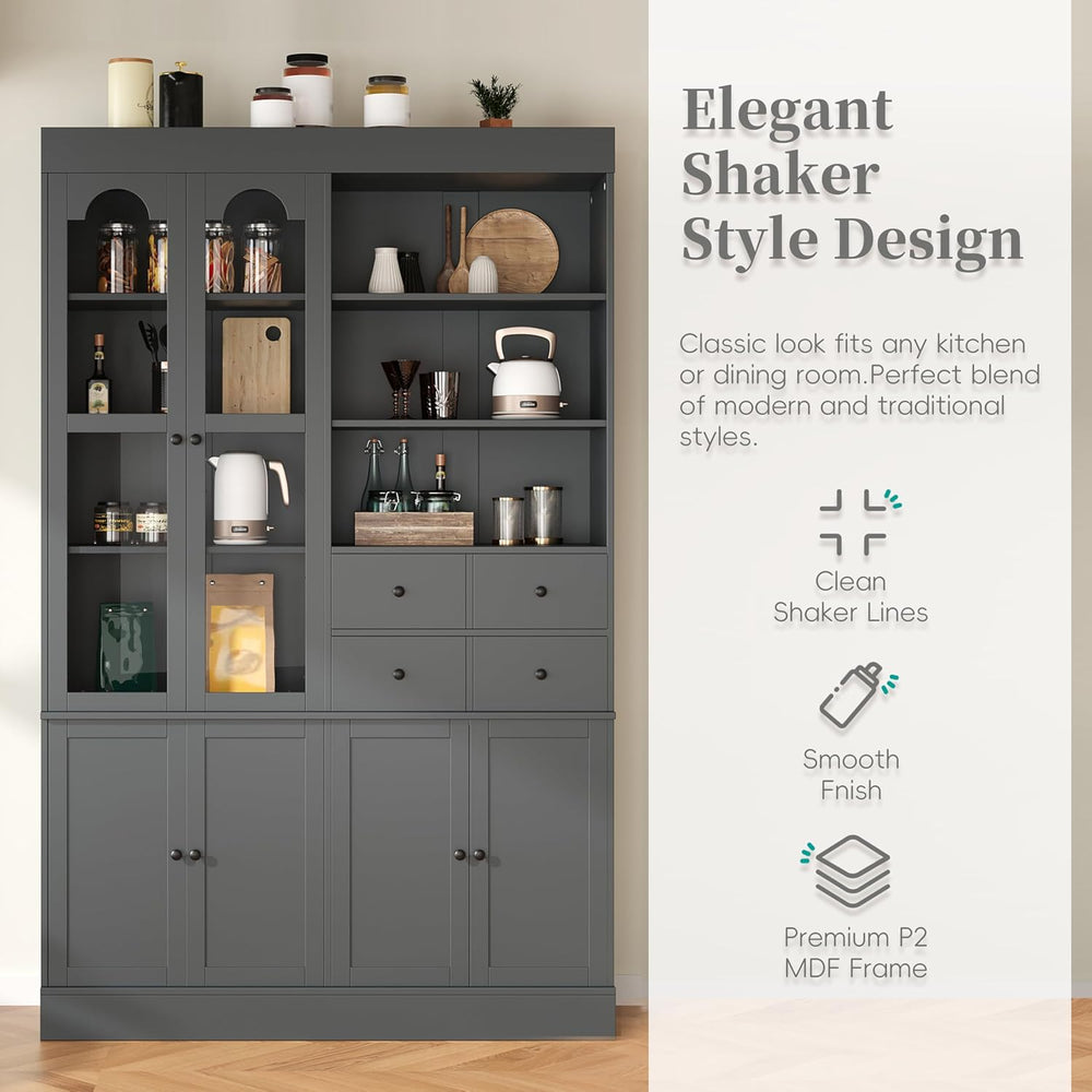 Freestanding Kitchen Pantry Cabinet with Drawers, Shelves, Gray | Freestandin...